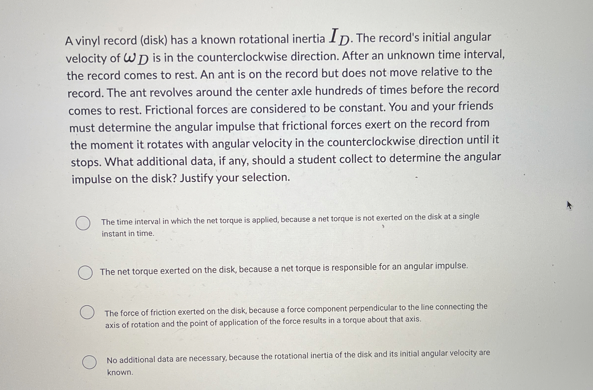 A vinyl record ( disk ) has a known rotational