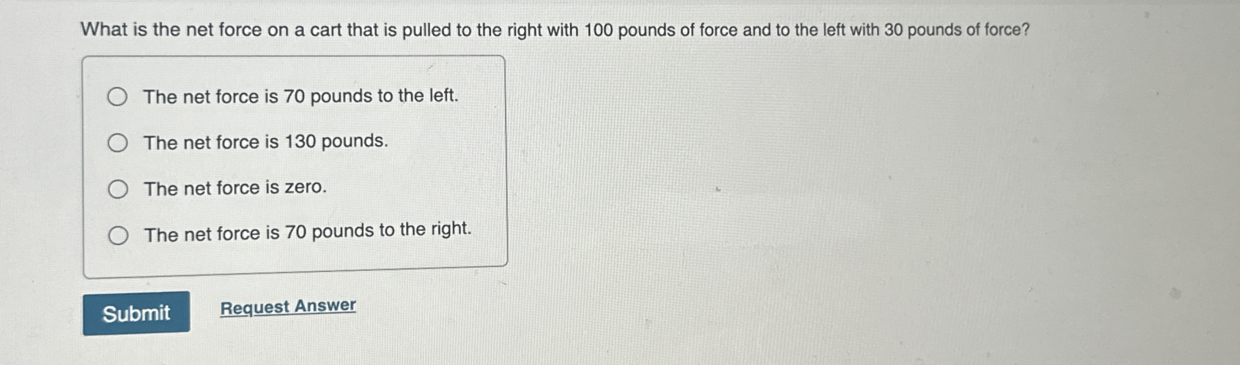 What is the net force on a cart that is pulled to
