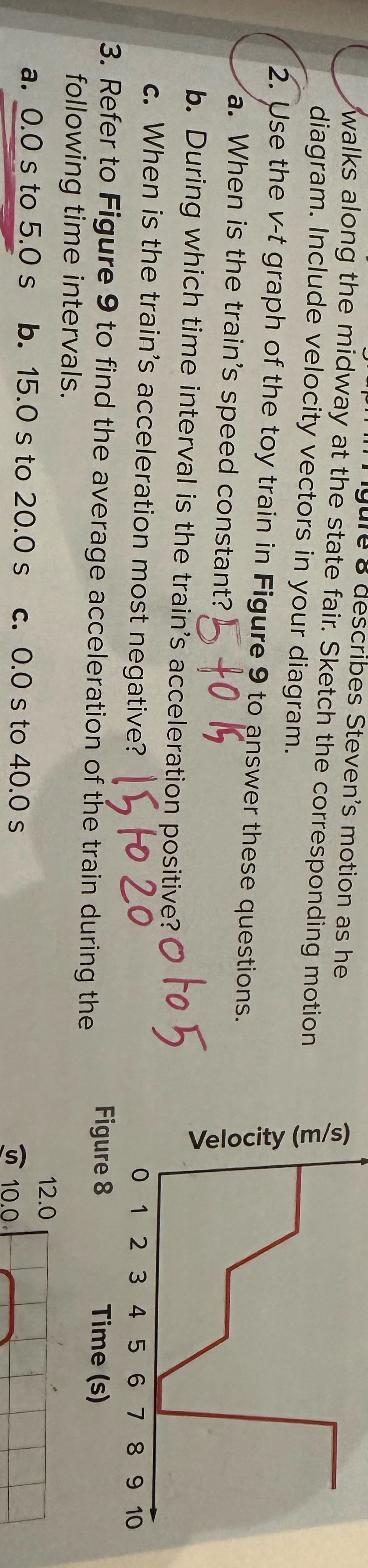 describes Steven's motion as he diagram. Include