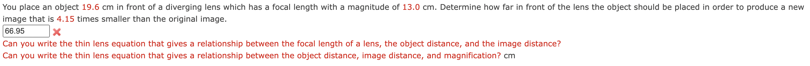You place an object 1 9 . 6 cm in front of a