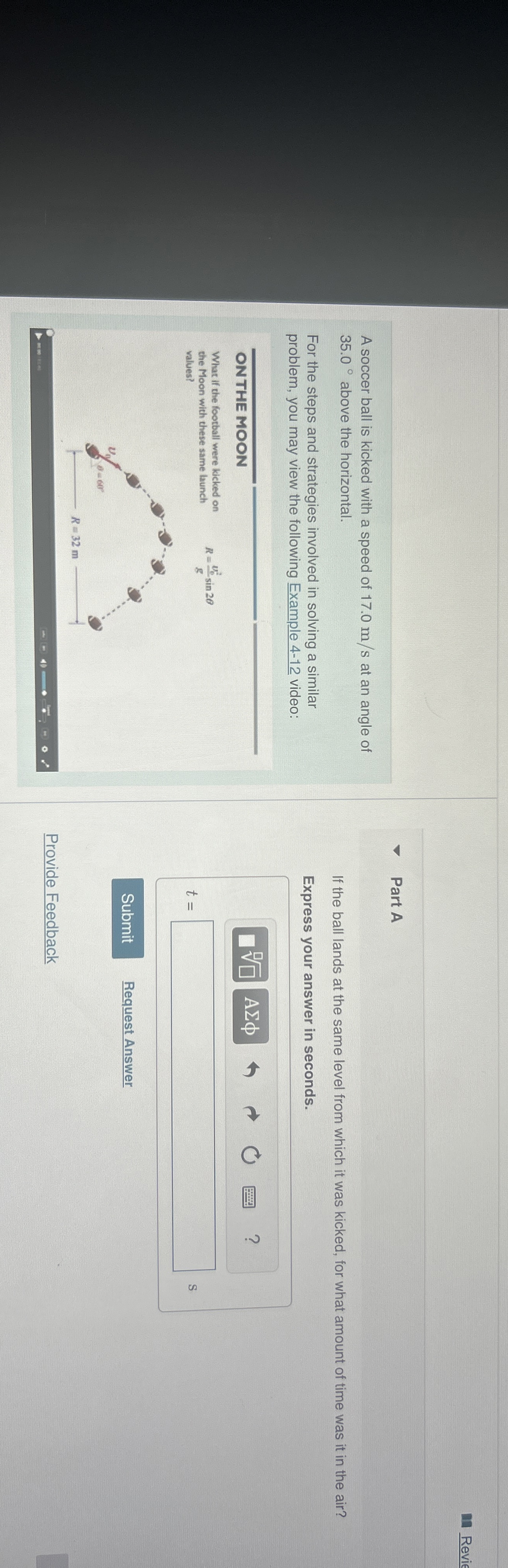 A soccer ball is kicked with a speed of 1 7 . 0 m