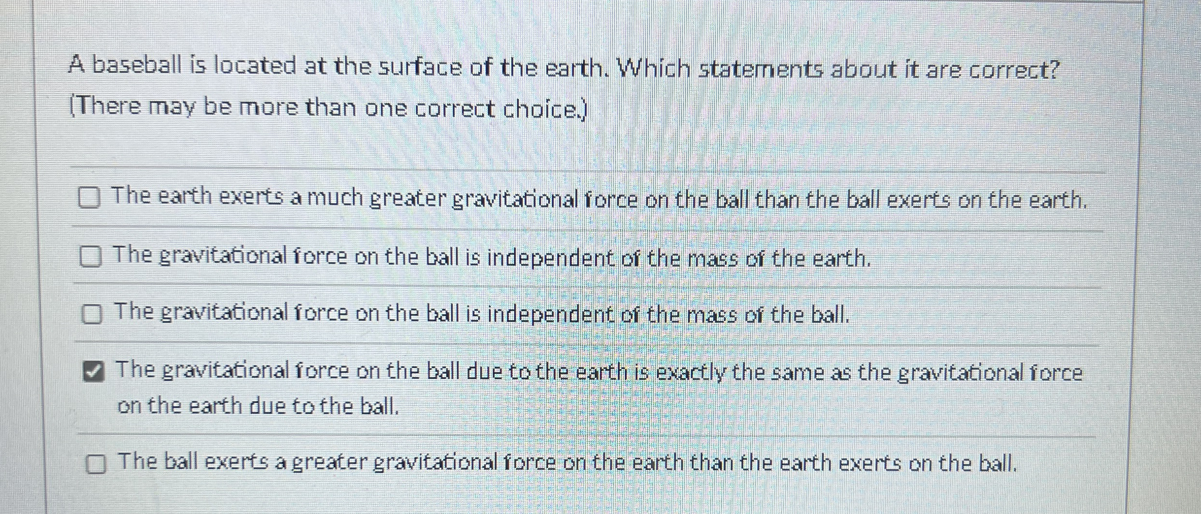 A baseball is located at the surface of the