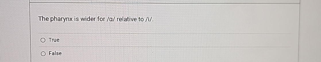 The pharynx is wider for / ? ? ? ? relative to /
