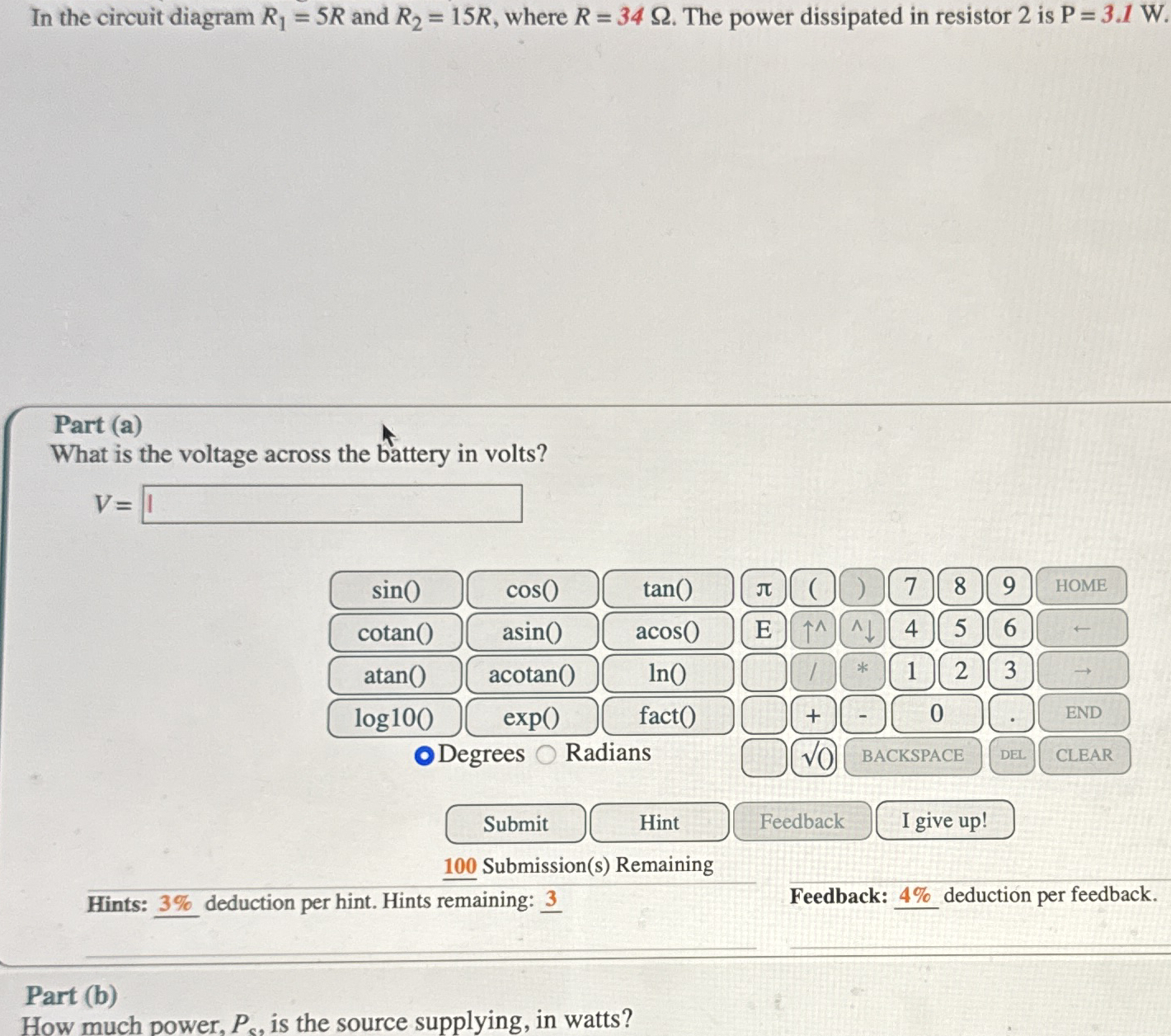In the circuit diagram R 1 = 5 R and R 2 = 1 5 R