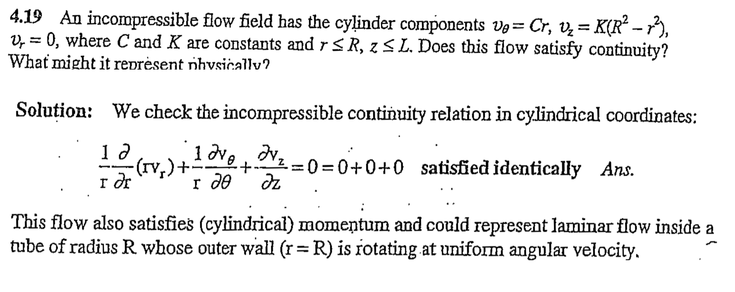 This flow also satisfies ( cylindrical ) momentum