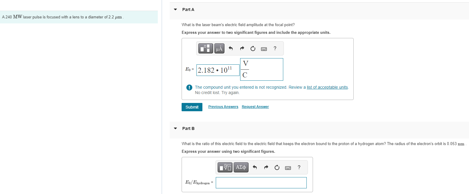 A 2 4 0 MW laser pulse is focused with a lens to