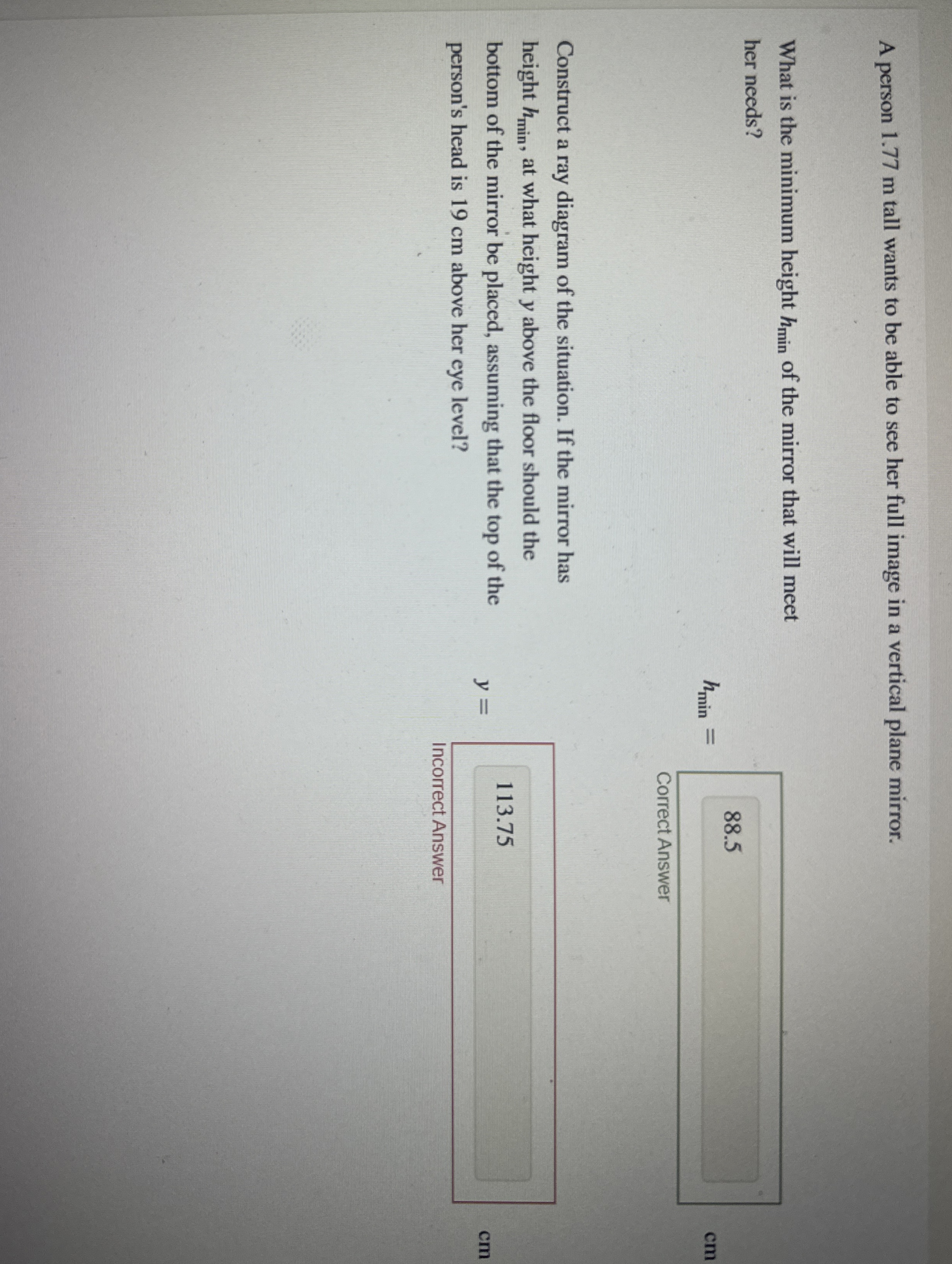 A person 1 . 7 7 m tall wants to be able to see