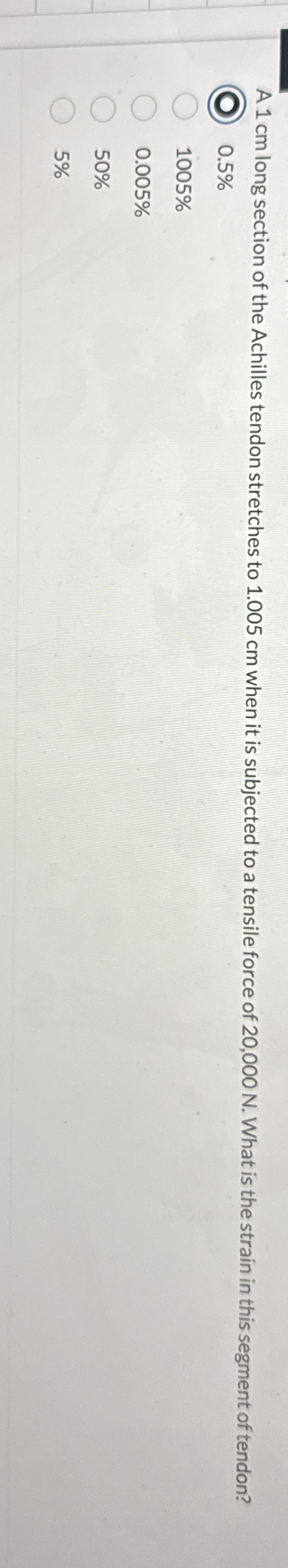 A 1 cm long section of the Achilles tendon