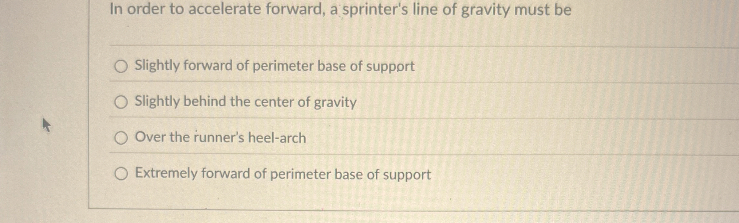 In order to accelerate forward, a sprinter's line