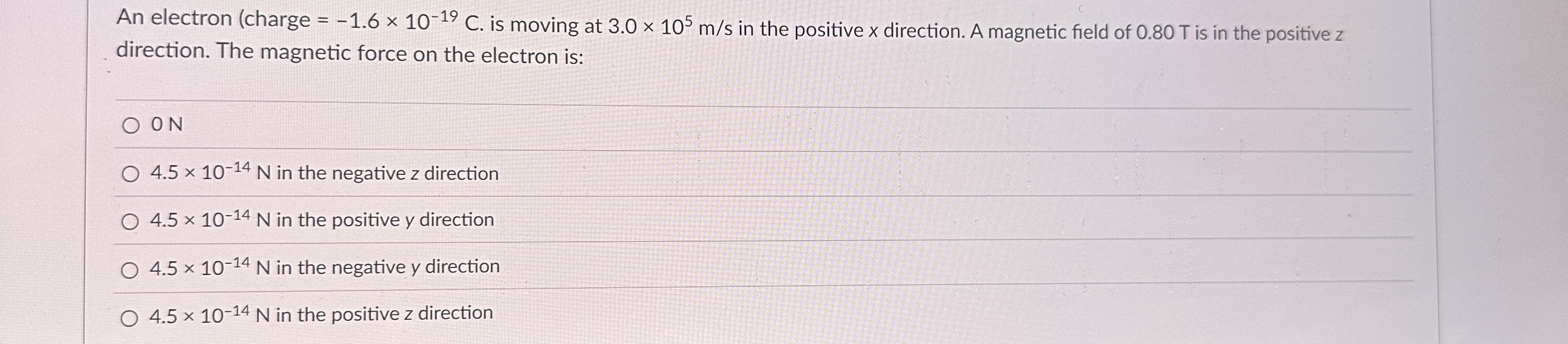 An electron ( charge = - 1 . 6 1 0 - 1 9 C . is