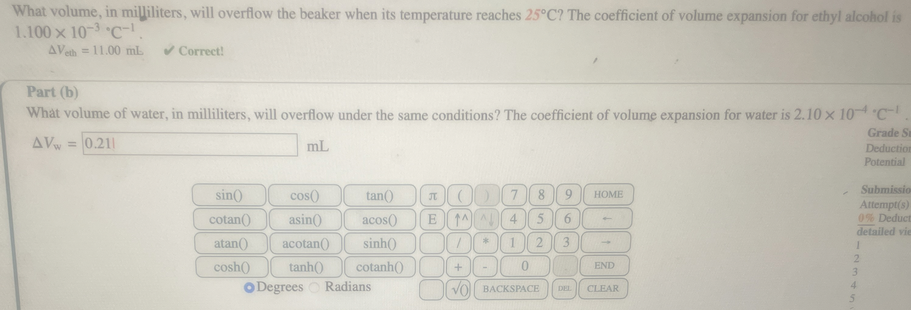 What volume, in milliliters, will overflow the