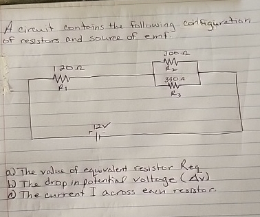 A circuit contains the following contriguration