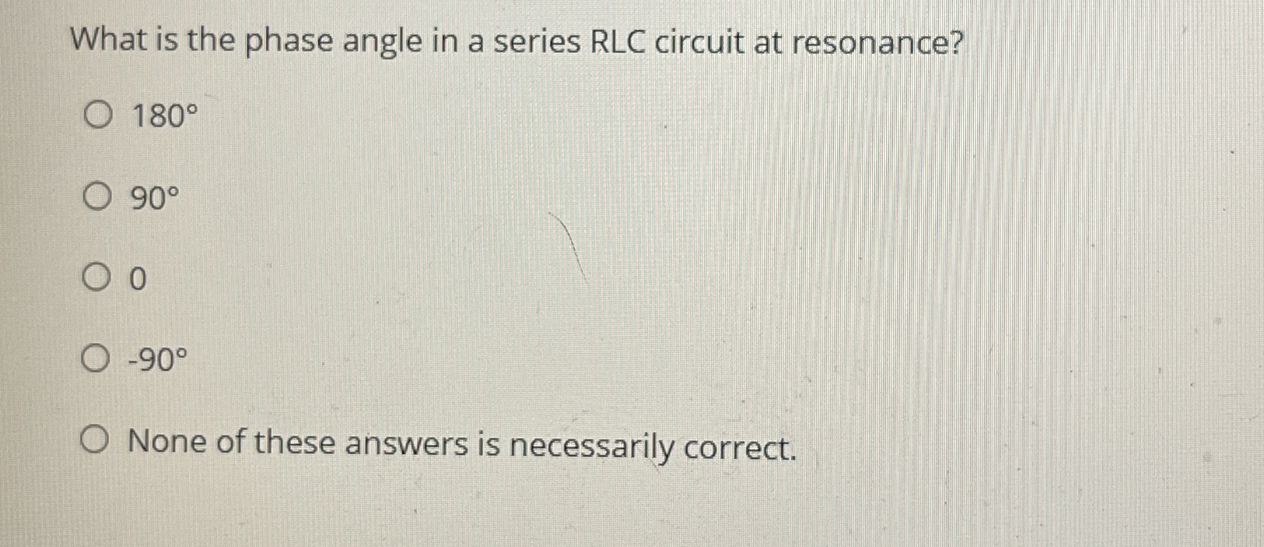 What is the phase angle in a series RLC circuit