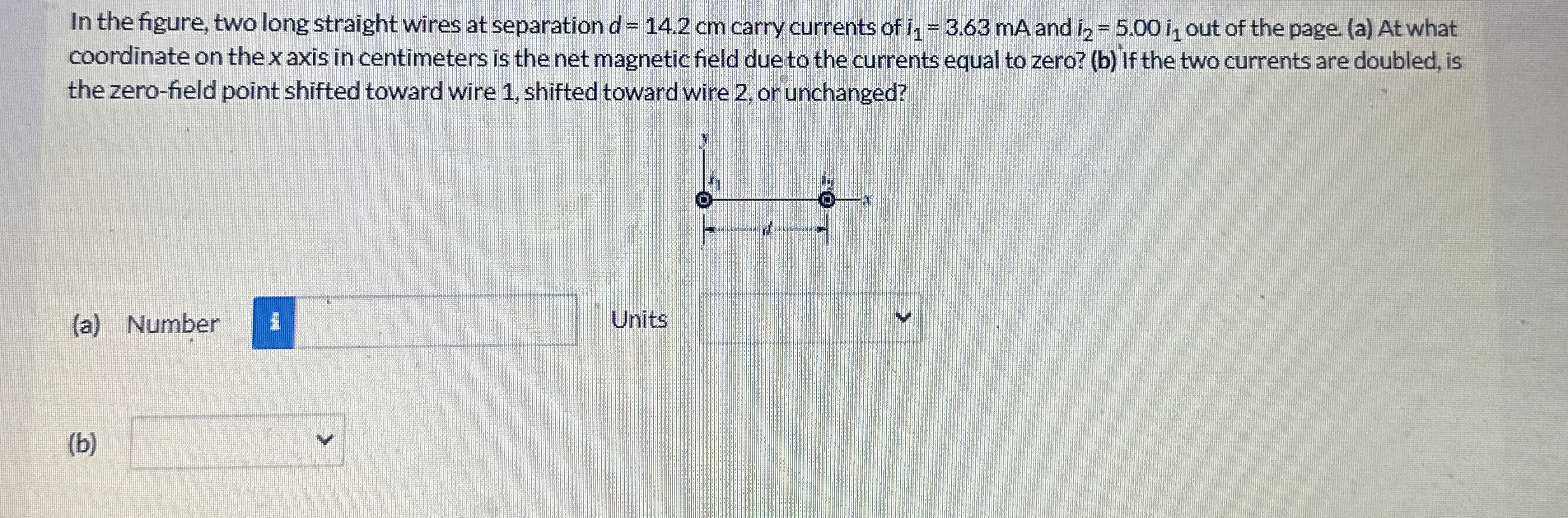 In the figure, two long straight wires at