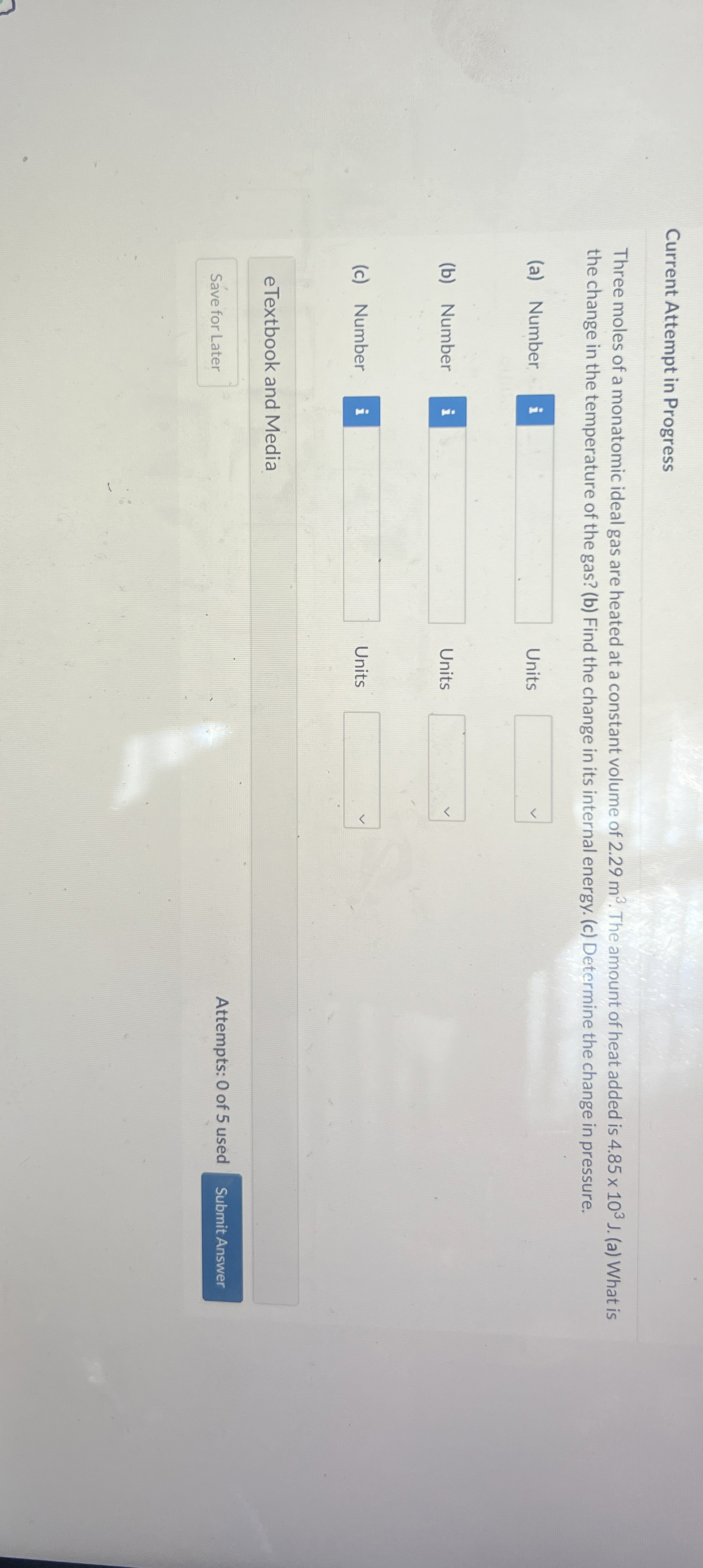 Current Attempt in Progress Three moles of a
