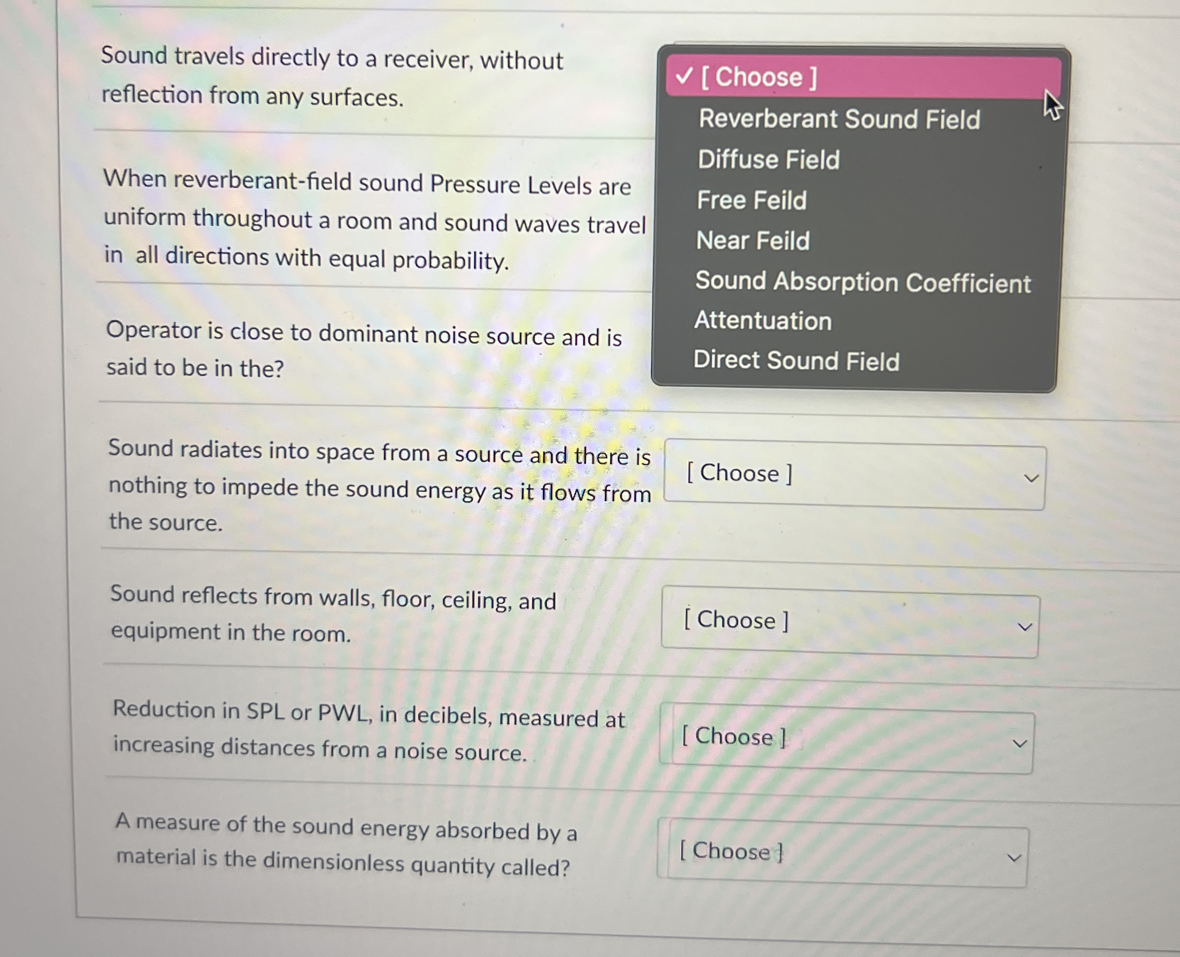 Sound travels directly to a receiver, without