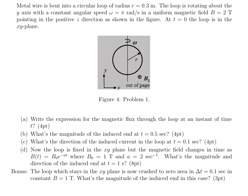 y axis with a constant angular speed \ omega = \