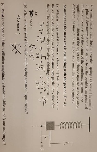 A small mass is attached to a vertical spring as