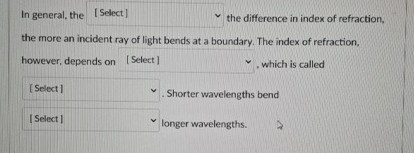 In general, the the difference in index of