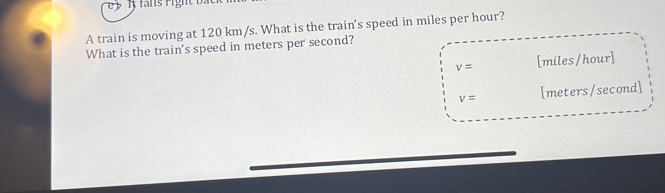 A train is moving at 1 2 0 k m s . What is the