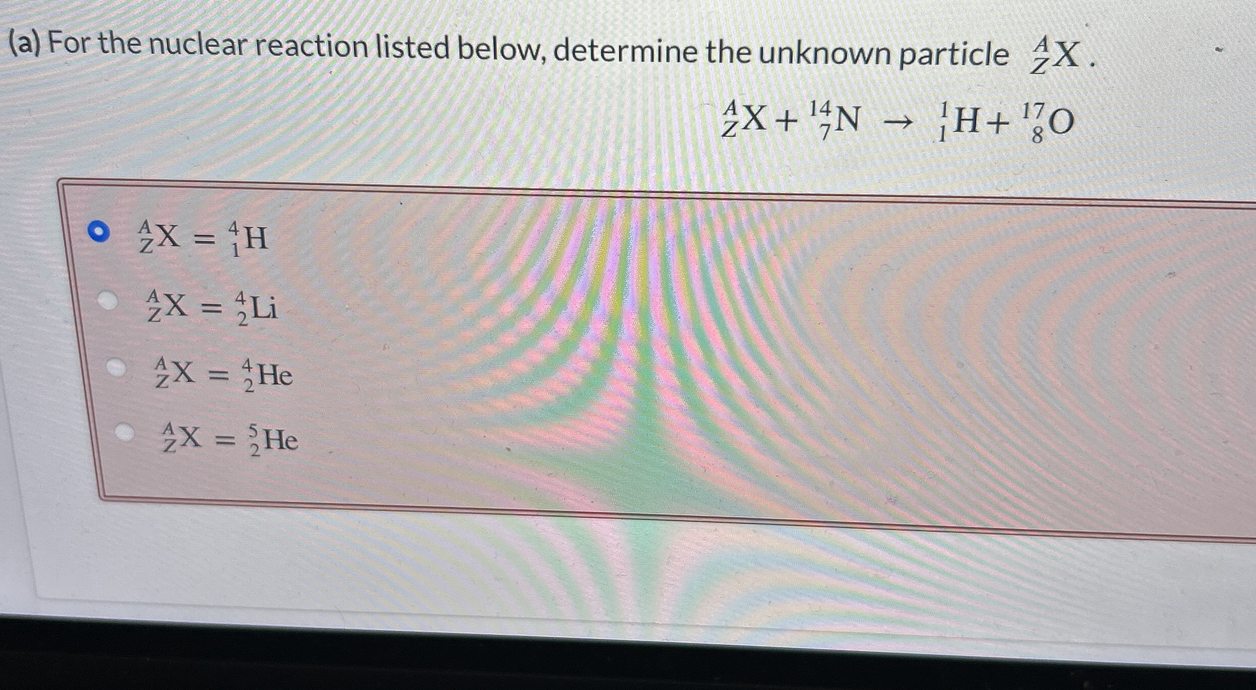 ( a ) For the nuclear reaction listed below,