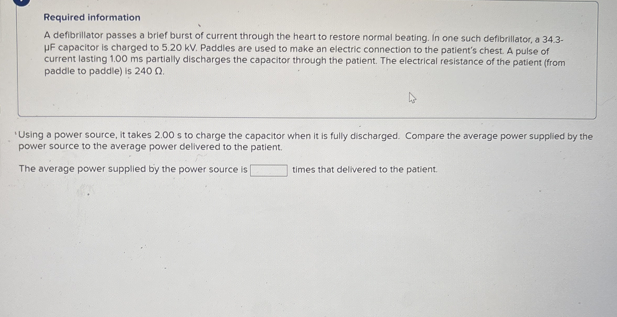 Required information A defibrillator passes a