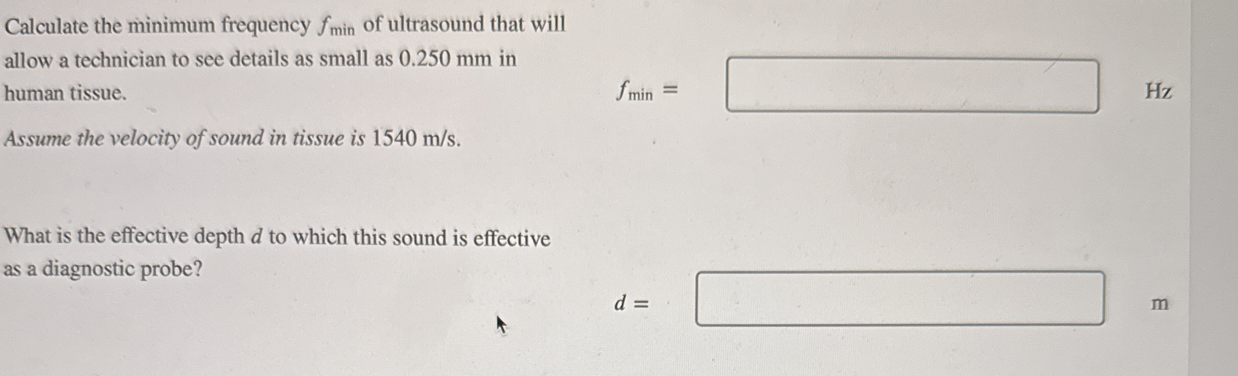 Calculate the minimum frequency f m i n of