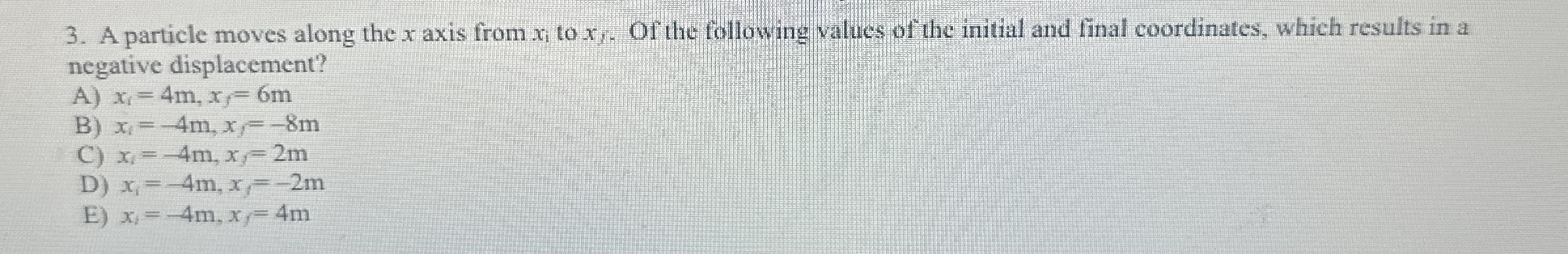 A particle moves along the x axis from x to x ,