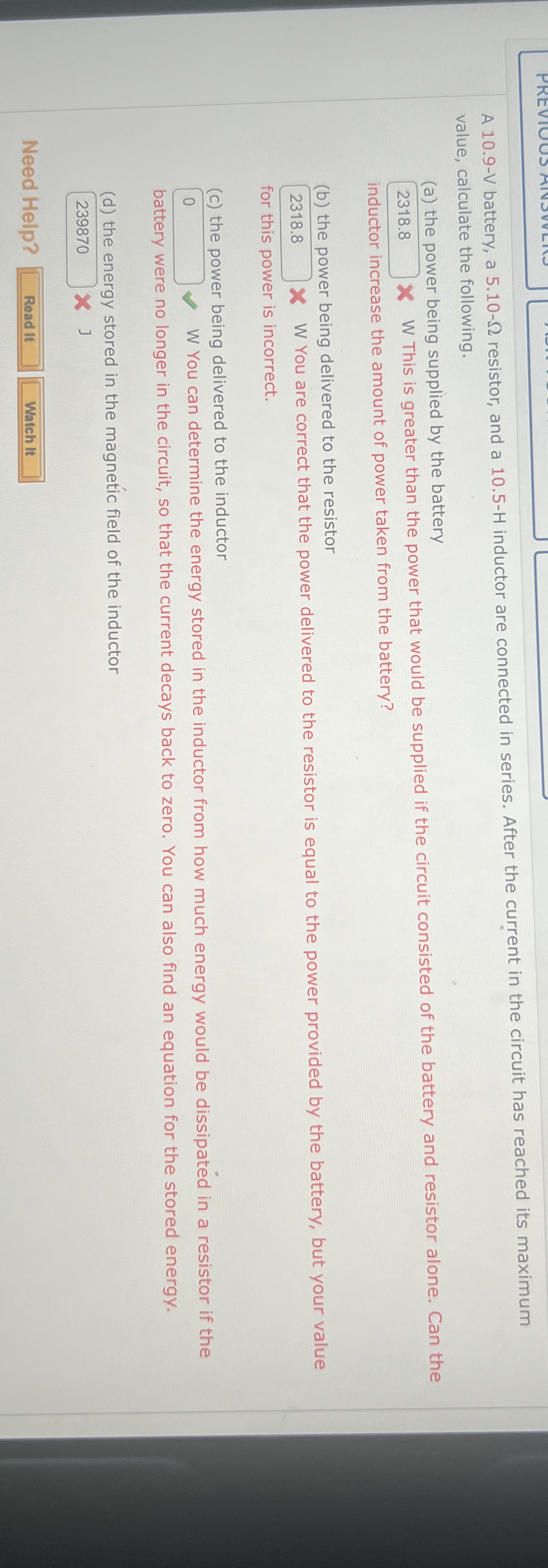 A 1 0 . 9 - V battery, a 5 . 1 0 - resistor, and