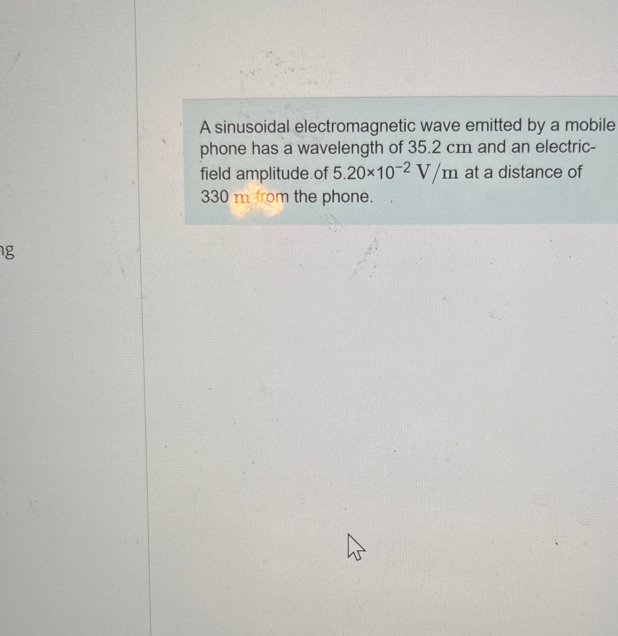 A sinusoidal electromagnetic wave emitted by a