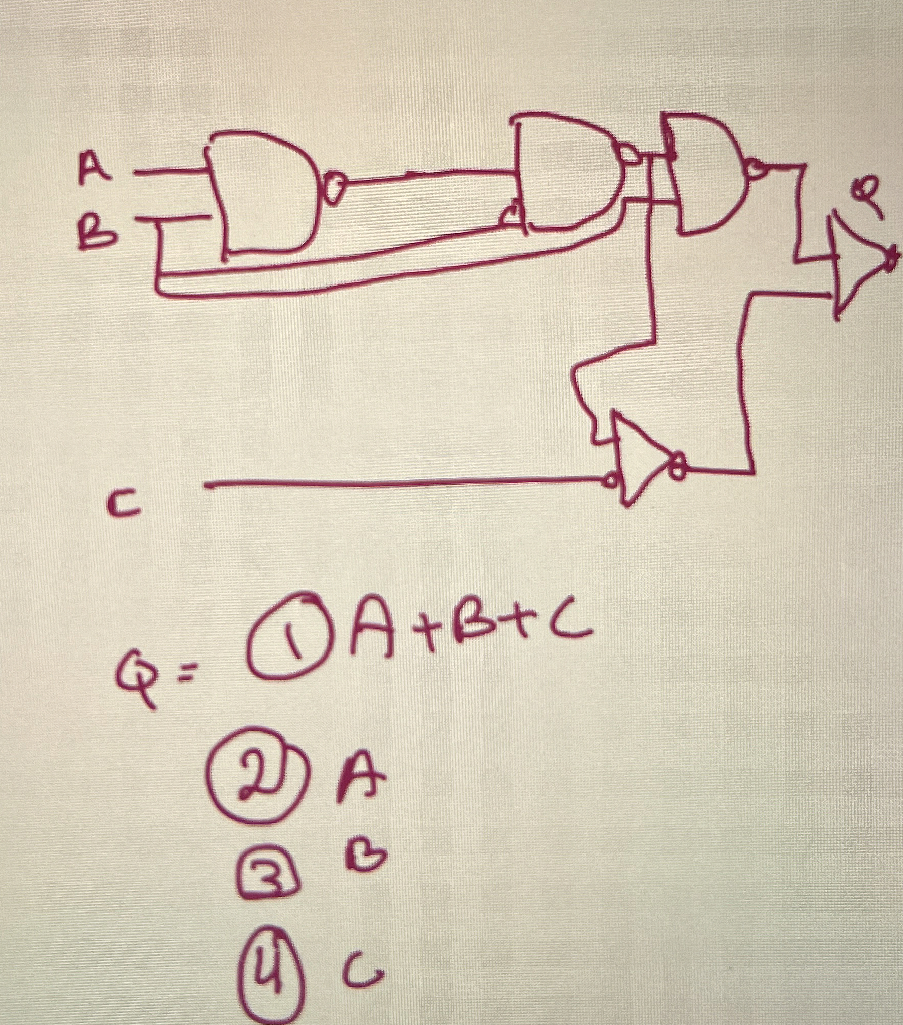 Q = ( 1 ) A + B + C ( 2 ) A ( 3 ) B ( 4 ) c