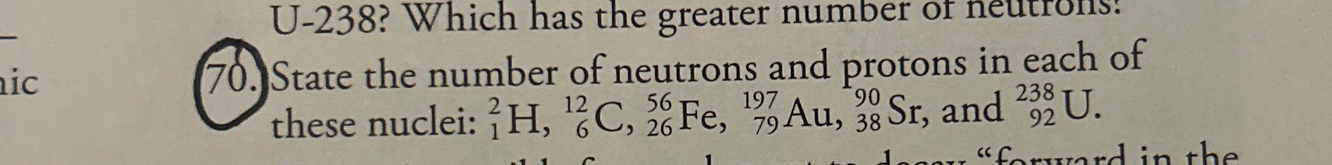 State the number of neutrons and protons in each