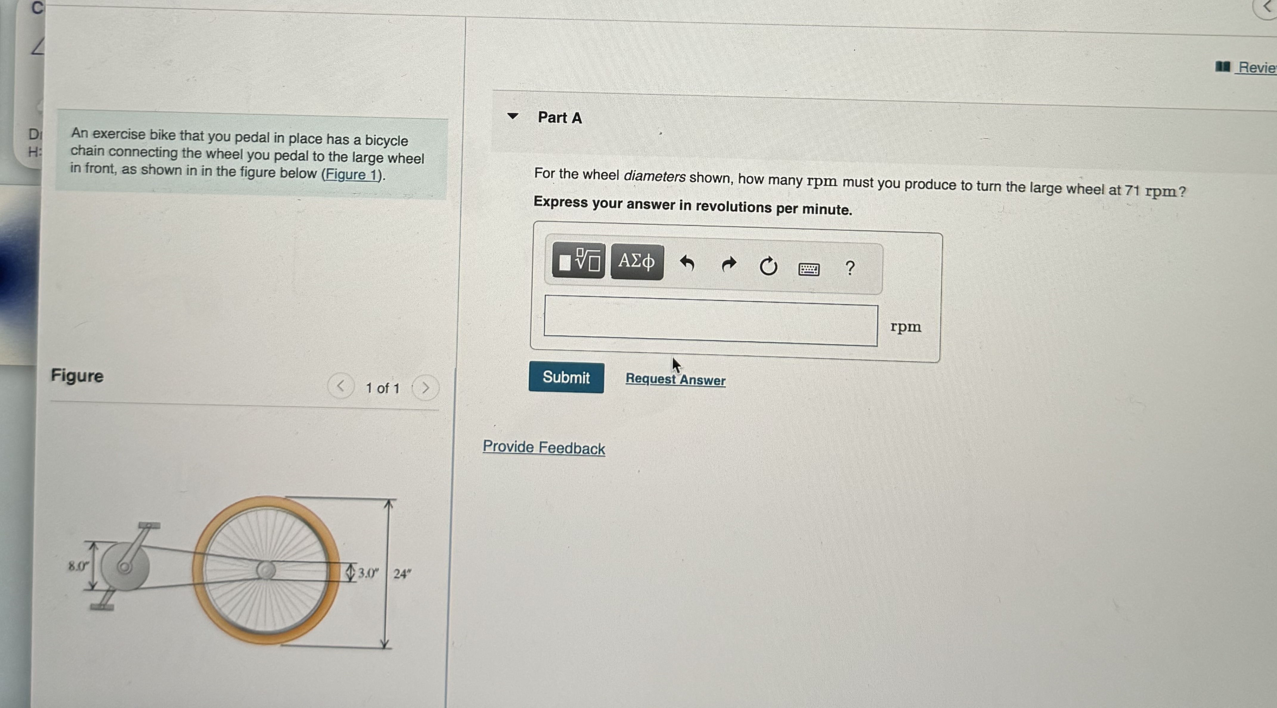 Part A For the wheel diameters shown, how many