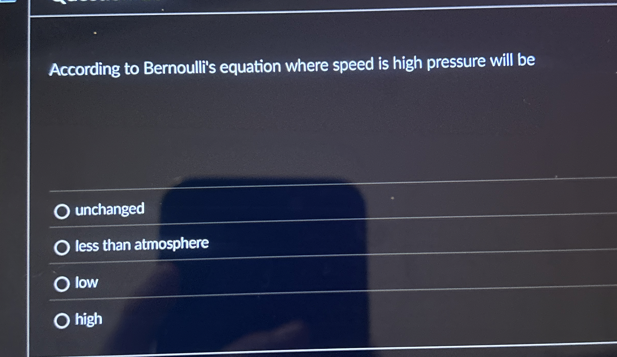 According to Bernoulli's equation where speed is