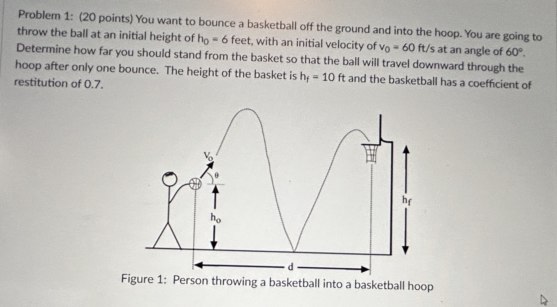 Problem 1 : ( 2 0 points ) You want to bounce a