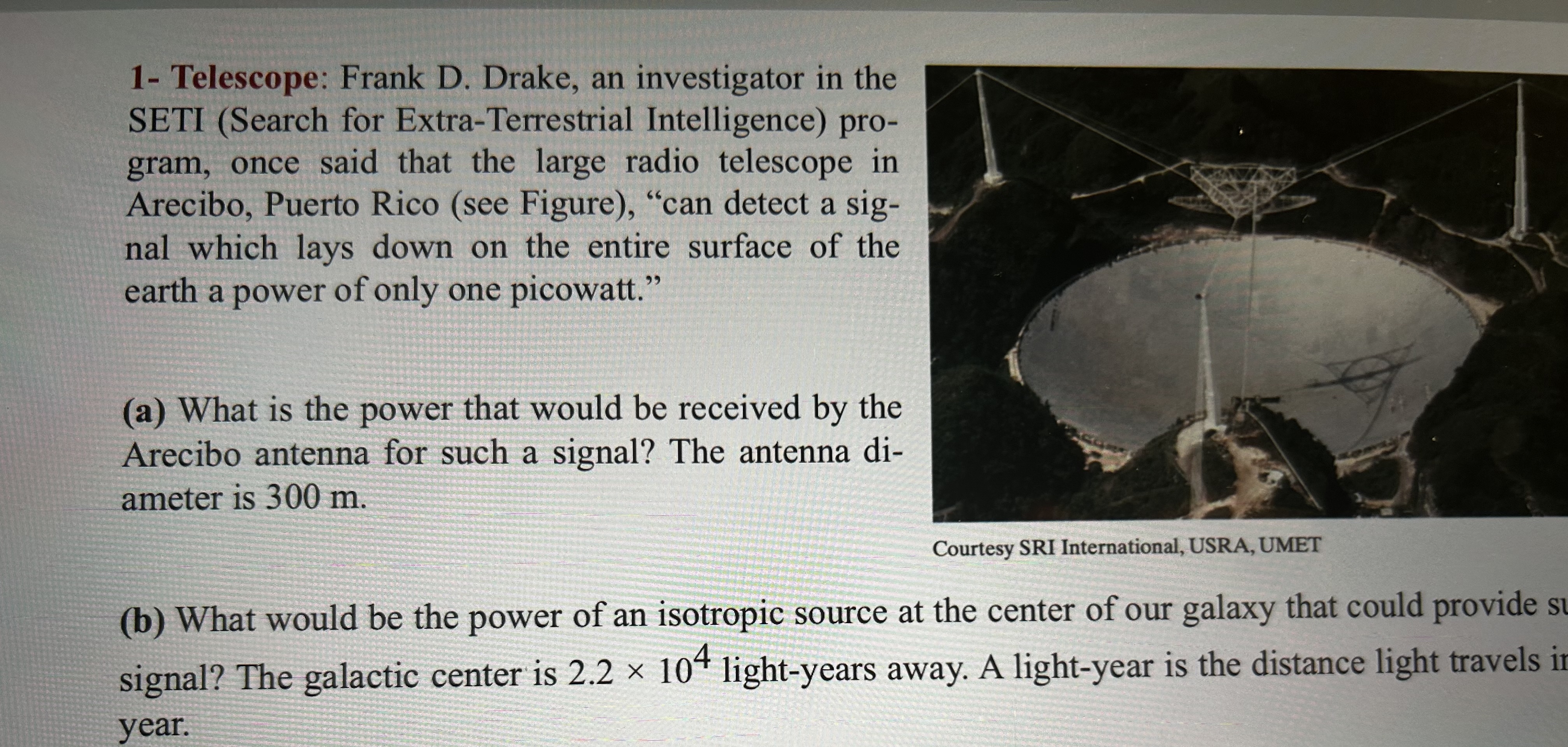 1 - Telescope: Frank D . Drake, an investigator