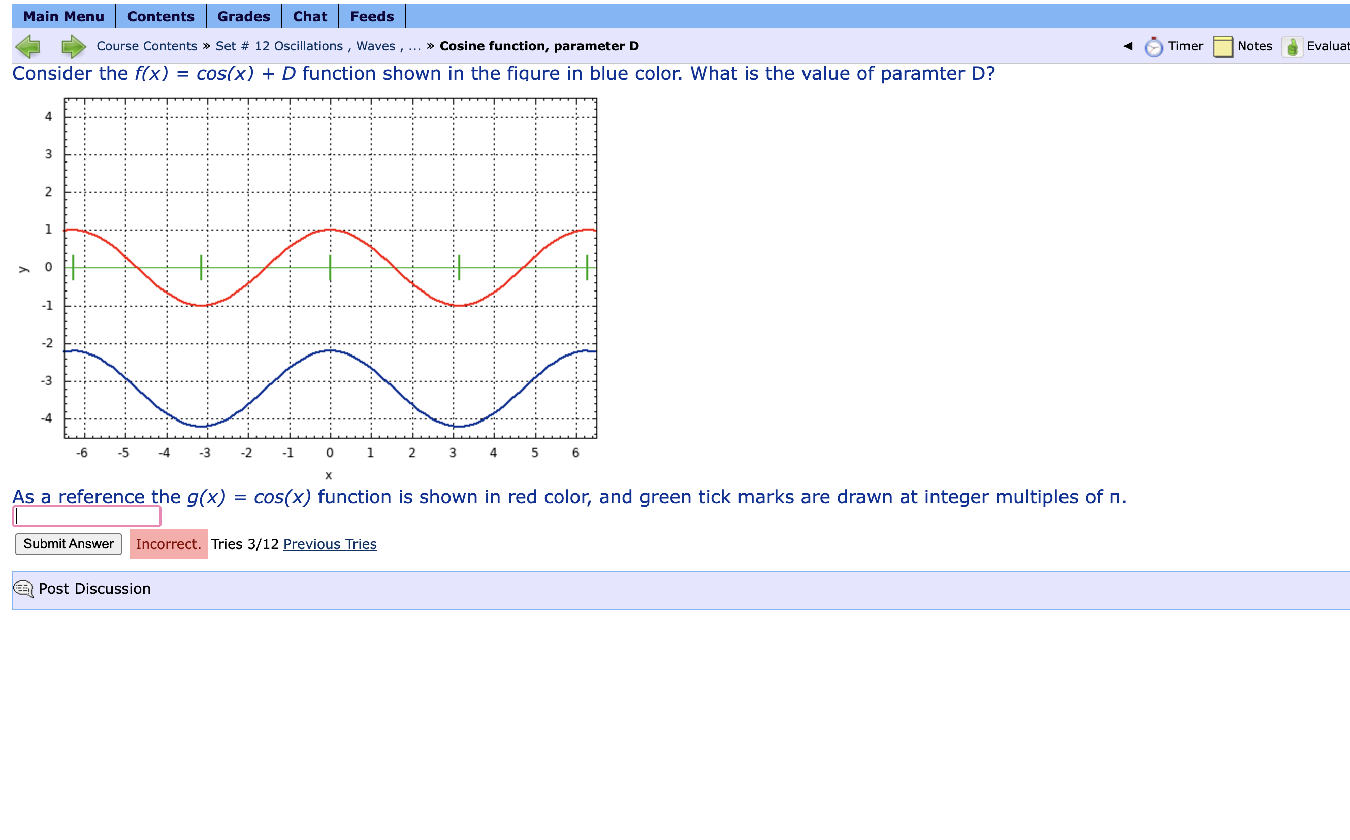 Main Menu Contents Grades Chat Feeds Course