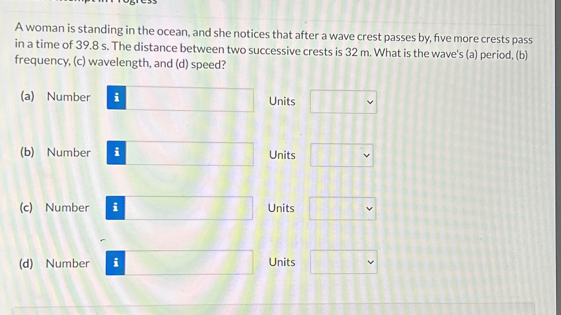 A woman is standing in the ocean, and she notices