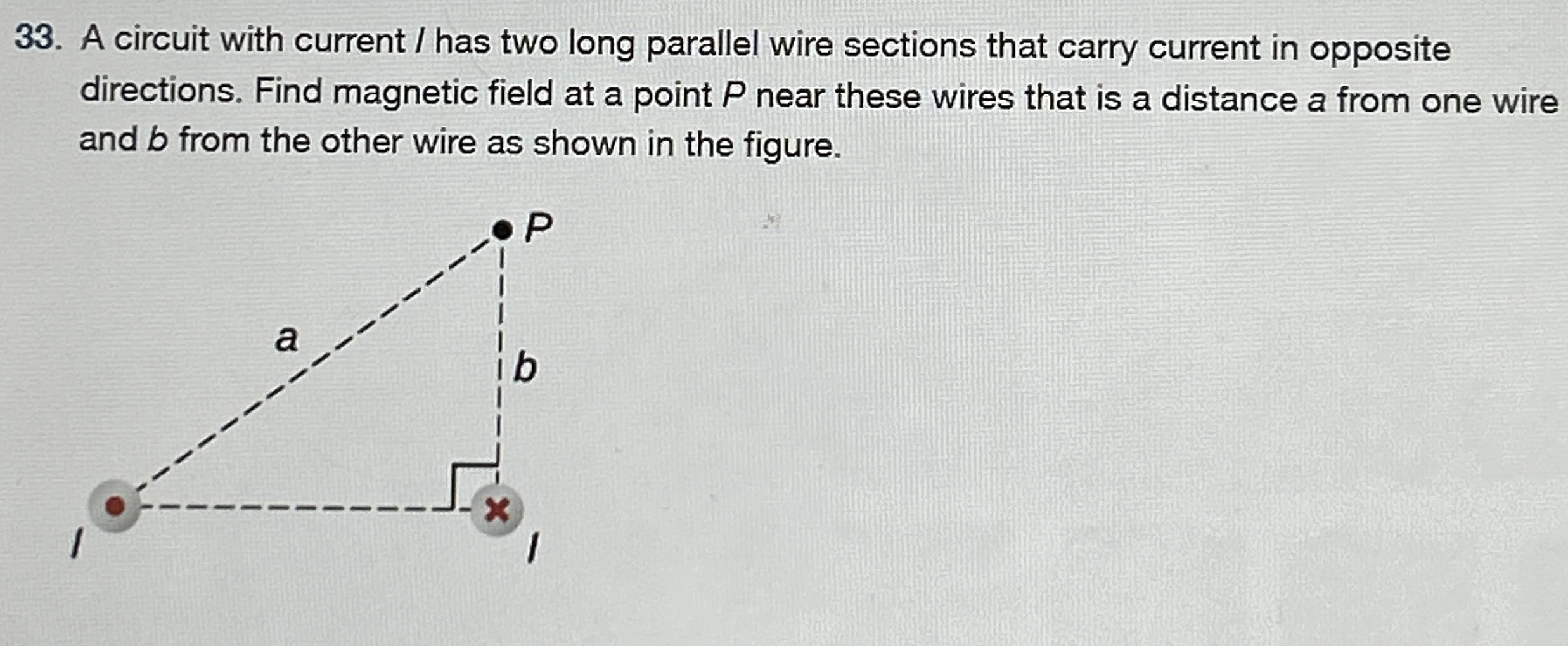 A circuit with current / has two long parallel