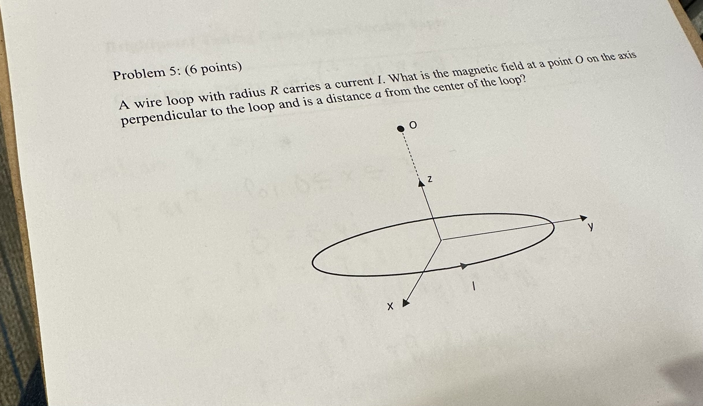 Problem 5 : ( 6 points ) A wire loop with radius
