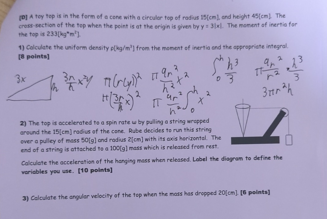 [ D ] A toy top is in the form of a cone with a