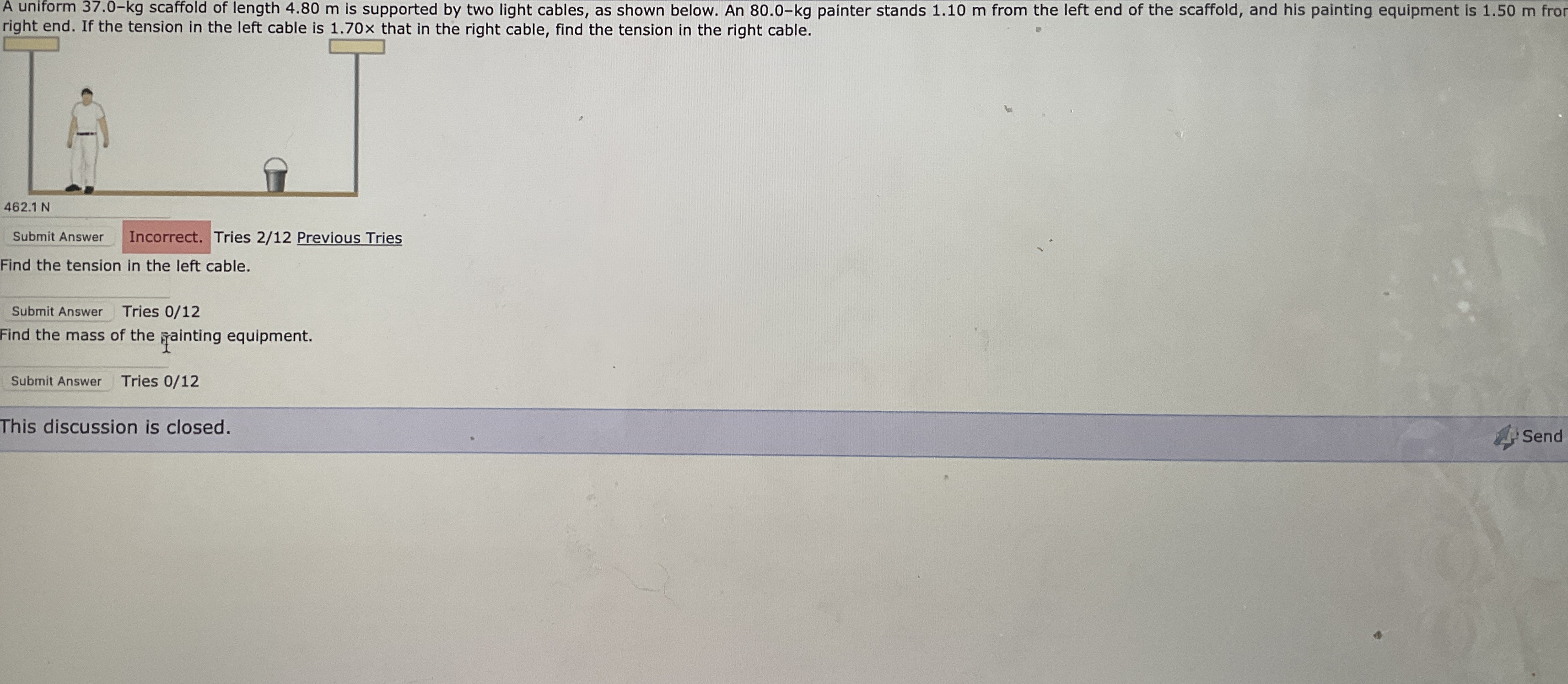 A uniform 3 7 . 0 - k g scaffold of length 4 . 8