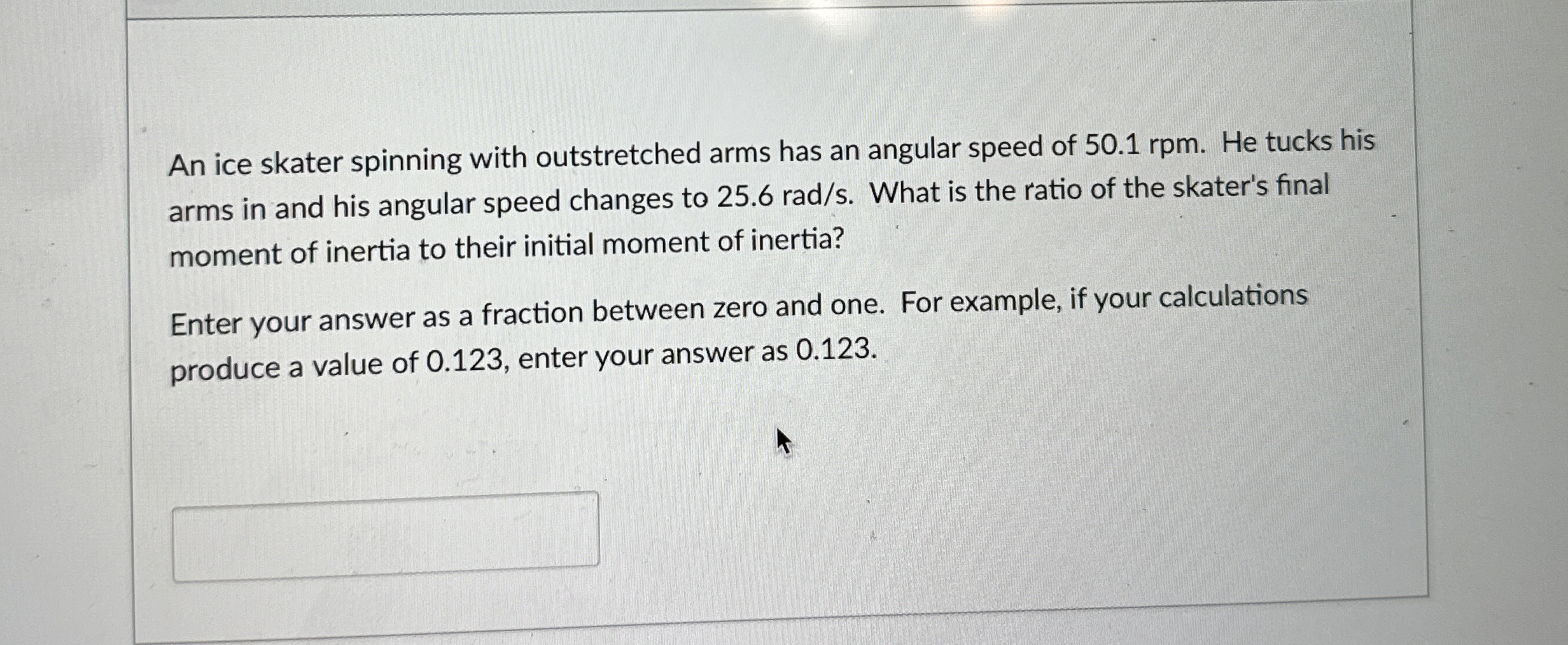 An ice skater spinning with outstretched arms has