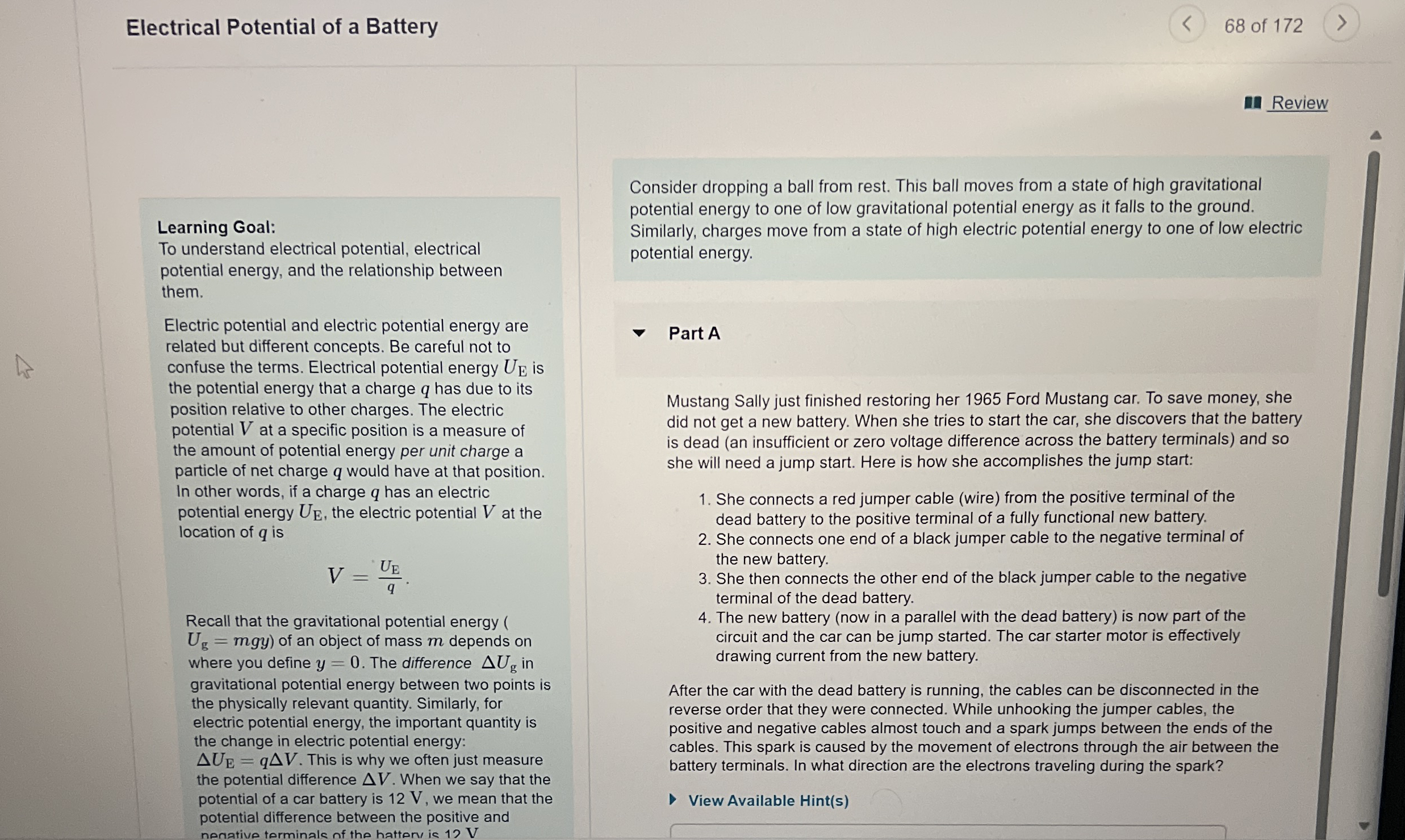 Electrical Potential of a Battery 6 8 of 1 7 2
