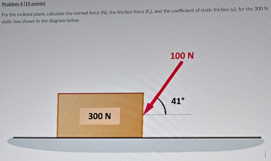 For the inclined plane, calculate the normal