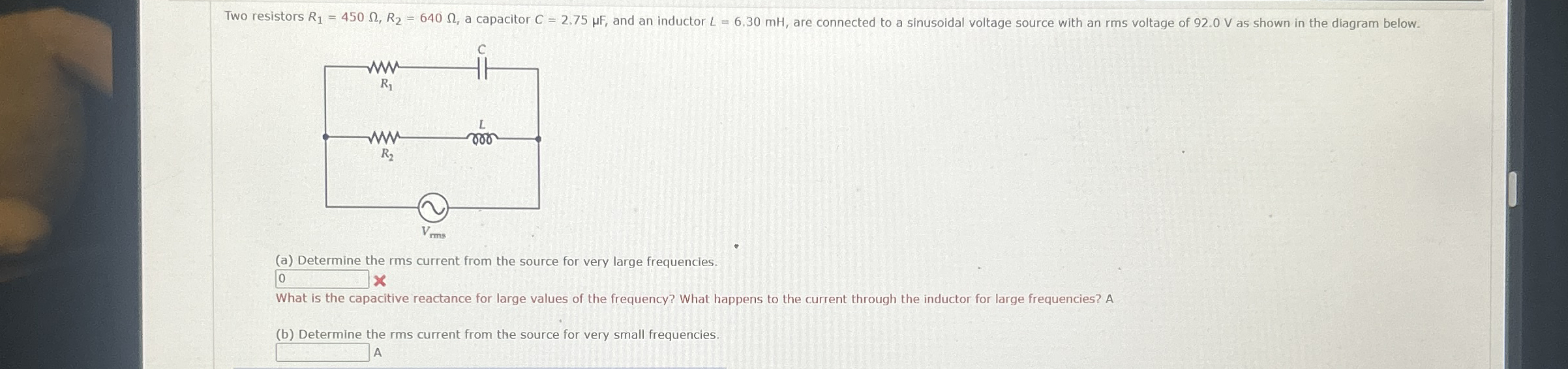 Two resistors R 1 = 4 5 0 , R 2 = 6 4 0 , a