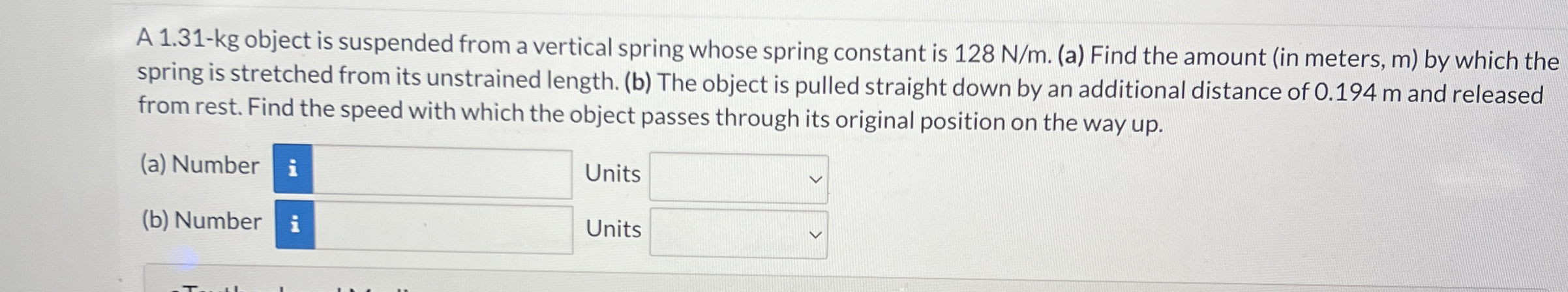 A 1 . 3 1 - kg object is suspended from a