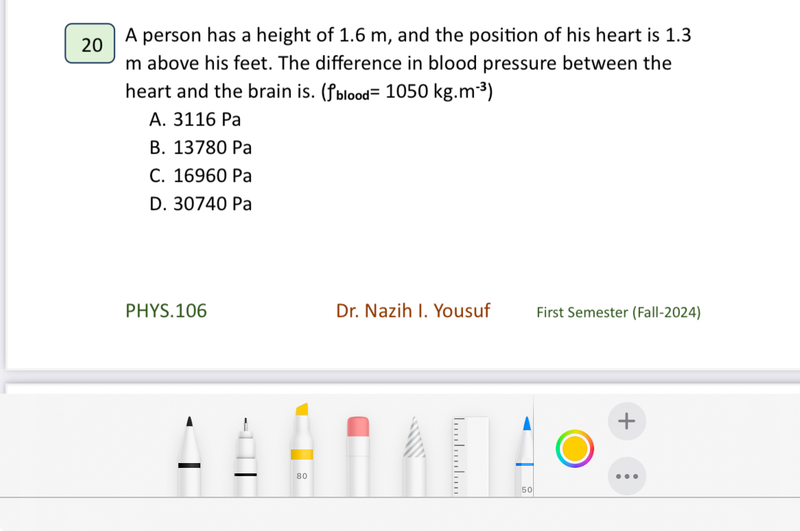 2 0 A person has a height of 1 . 6 m , and the