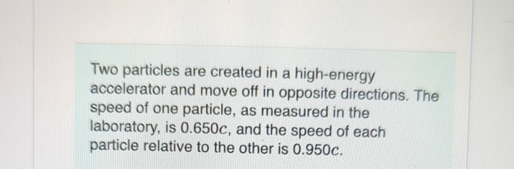 Two particles are created in a high - energy