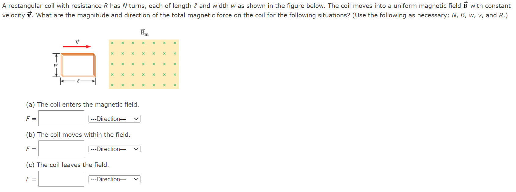 A rectangular coil with resistance \ ( R \ ) has